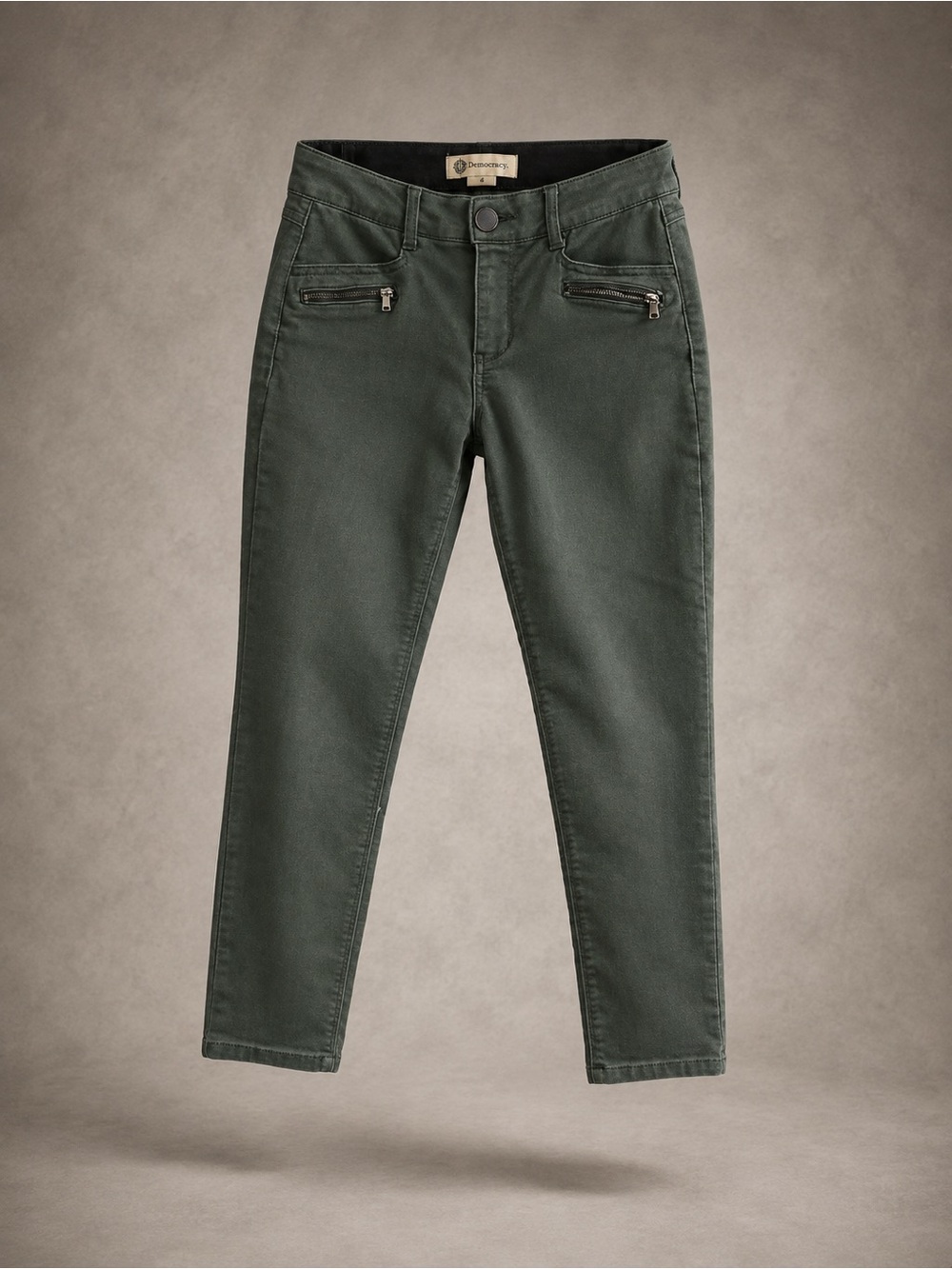 Democracy Dark Green Cropped Slim Jeans
